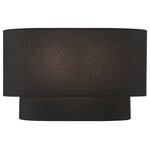 Livex Lighting - Bainbridge 2-Light Black ADA Sconce - The Bainbridge collection is both modern and versatile. The hand-crafted black fabric hardback shade is set off by the silky white fabric on the inside setting a pleasant mood. Perfect fit for the hallway, bathroom, kitchen and a small bedroom. This sleek design is shown in a black finish.