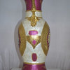Decoration Vase White Gold and Pink -  Size: 15"L x 9"W x 28"H.