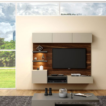 TV unit Storage Drawer Flap up Cashmere Grey Shelf supplied by Inspired Elements