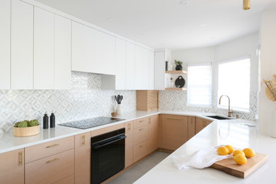 Example of a minimalist kitchen design in Vancouver