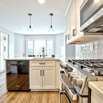 White Kitchen Remodel with Peninsula
