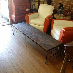 Mid Century Modern Coffee Table with Reclaimed Wood Top - Coffee Tables