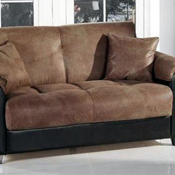 Aspen Microfiber/Bonded Leather Love Seat in Mocha
