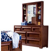 American Drew Expressions 7-Drawer Dresser with Mirror in Rootbeer