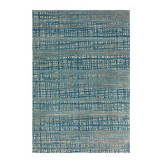 Addison Rugs Emporium 9'6"x13'2" Distressed Crosshatch Fabric Area Rug, Blue