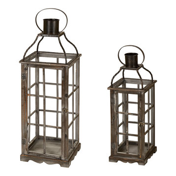 Wood/Metal Lantern Set of 2