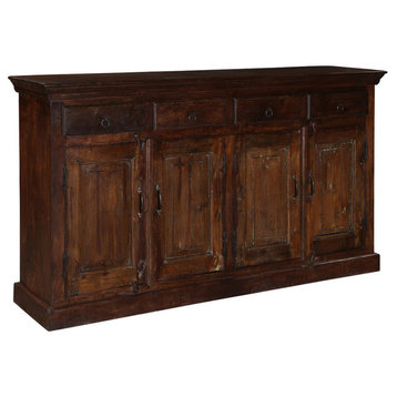 Willamette Rustic Solid Wood Farmhouse 4 Drawer Large Sideboard