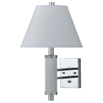 60W Wall Lamp with On Off Push Switch, Chrome Finish, White