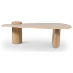 Meridian Furniture - Taverna Travertine And Oak Wood Coffee Table, Natural - This Taverna natural travertine and oak coffee table is proof positive that home furnishings never have to be boring. This table offers an artfully styled design with a columnar base on either side. An amply sized genuine travertine top is uniquely shaped to instantly become a focal point in your room. Solid natural oak legs provide structural support for the table while the art deco design and natural oak finish ensures that all eyes are on this beautiful piece.