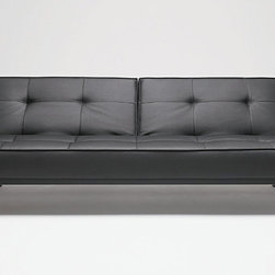 Splitback Black Leather Textile Sofa Bed by Innovation - Sofas