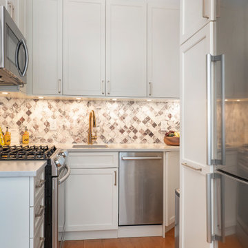 Crisp White Kitchen with Warm Accent Tones
