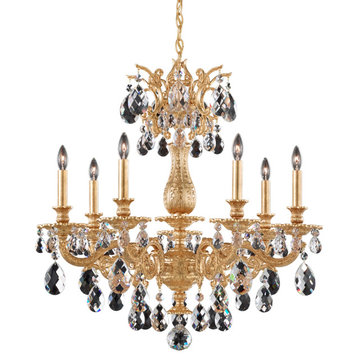 Milano 7 Light Chandelier French Gold Clear Crystals From Swarovski