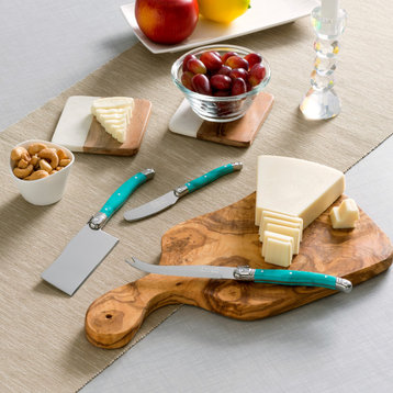 French Home Laguiole Set of 3 Cheese Knives, Turquoise
