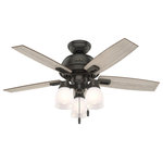 Hunter Fan Company - Hunter 51326 52``Ceiling Fan Lakemont Matte Silver - The Lakemont outdoor ceiling fan with LED light features wood grain blade detailing and a modern design that makes a statement in indoor and covered outdoor spaces. This ceiling fan with remote comes with a pre-installed control receiver for less wiring and simpler installation. The Lakemont fan features Hunter`s SureSpeed Guarantee, delivering the optimized, high-speed cooling you expect from a high-velocity ceiling fan.