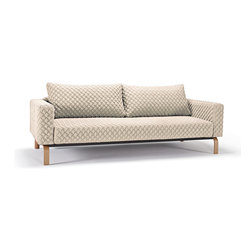 "Innovation" Cassius Coz Sand Sofa Bed / Lacquered Oak Legs - Sofas