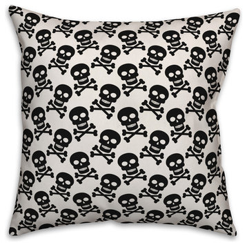 Skull Pattern White 16"x16" Throw Pillow Cover