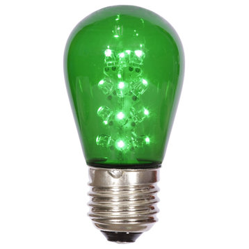 S14 LED Green Transp Bulb E26 Base 5-Pack