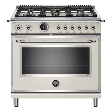 36 inch Dual Fuel Range, 6 Brass Burner, Electric Self-Clean Oven Heritage Serie