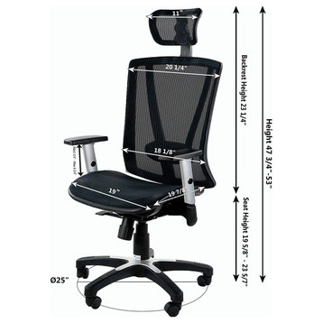 Ergonomic Office Chair, Breathable Seat & High Back With Lumbar Support, Black