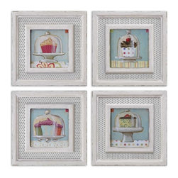www.essentialsinside.com: cupcakes framed wall art, set of 4 - Artwork
