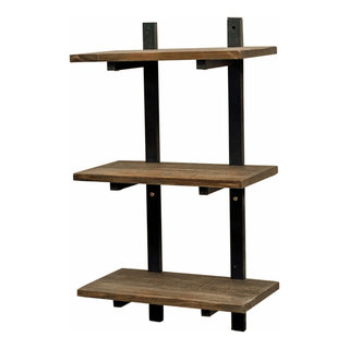 Pomona 36H 4-Shelf Metal and Solid Wood Bath Wall Shelf