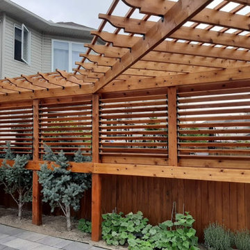 Privacy Fence with Louvres and Corner Pergola