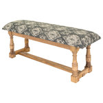 Surya - Surya Avalanche Ink Blue Upholstered Bench 18"Hx48"Wx15"D - Embodying time-honored designs that have been revered for generations, the Avalanche Collection redefines vintage charm from room to room within any home décor. Made in India with Cotton, Manufactured Wood, Wood. For optimal product care, wipe clean with a dry cloth. Manufacturers 30 Day Limited Warranty.