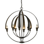 Hubbardton Forge - Double Cirque 8 Light Orb Chandelier, Gold - There's no need to make a choice between form and function - as part of the Cirque Collection, this large chandelier delivers both. Two concentric orbs are hand-forged into eight tapered steel petals merging at the sculpture's apex.