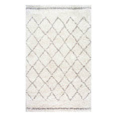nuLOOM Moroccan Trellis Shag Rug, Ivory, 7'6"x9'6"
