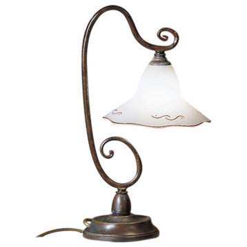 Country Line 1806 Table Lamp, Verdigris And Rust, Satin Amber