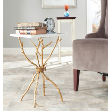 Sage Marble Top Gold Accent Table White/Gold