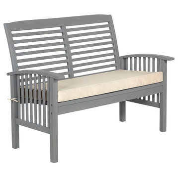 Outdoor Love Seat with Cushion, Gray Wash