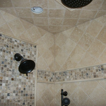 Tiled Diagonal Pattern on Walls and Ceiling