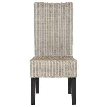 Sergio 18" Wicker Dining Chair, Set of 2,  Antique Gray