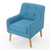 GDF Studio Fontinella Mid-Century Modern Fabric Tufted Arm Chair, Teal, Single