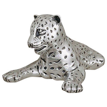 Silver Leopard Reclining Sculpture A63