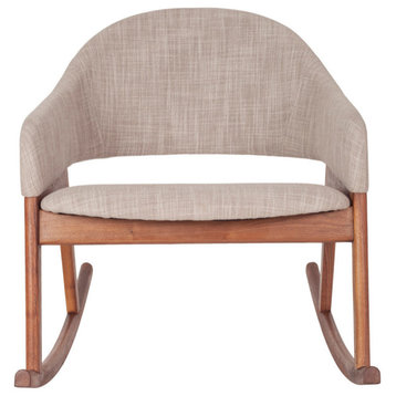 Scandinavian Round Back Grey Fabric Rocking Accent Chair
