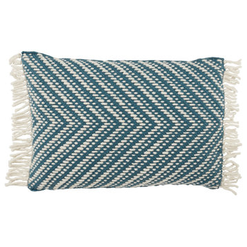 Jaipur Living Odessa Chevron Blue/Ivory Indoor/Outdoor Pillow, 16"x24"