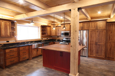 Coe Hill, Ontario   Rustic Wormy Ash Cottage Kitchen