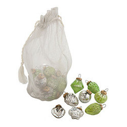 Bountiful Bag of Ornaments - Green - Set of 24 - New - Christmas Ornaments