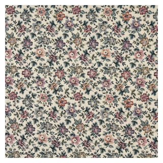 Beige Burgundy And Green Floral Flowers Tapestry Upholstery Fabric