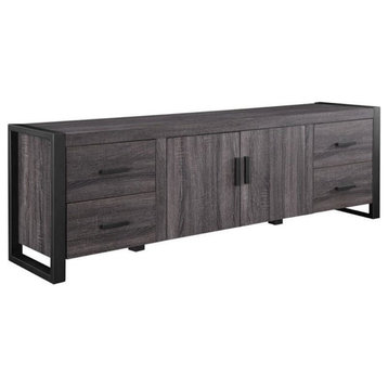 Pemberly Row Industrial Wood TV Stand for TVs up to 70" in Charcoal Gray