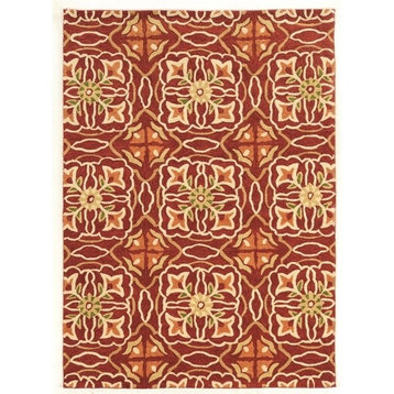 Linon Trio Ikat Hand Tufted Polyester 5'x7' Area Rug in Ivory