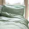 Duvet Cover Mint With White Piping Linen, Mint White, King