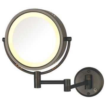 Jerdon HL75BZD Hard-Wired 8.5-Inch Two-Sided Lighted Wall Mount Mirror w/ 8x Mag