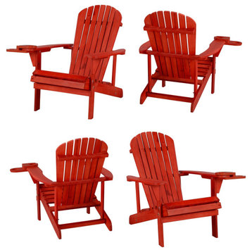 Earth Collection Adirondack Chair With phone and cup holder, Red, Four Adirondac