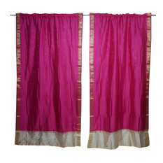 Mogul Interior - Pink Sheer Sari Panel Rod Pocket Door Curtains Draperies College Decor 84x44 - Curtains