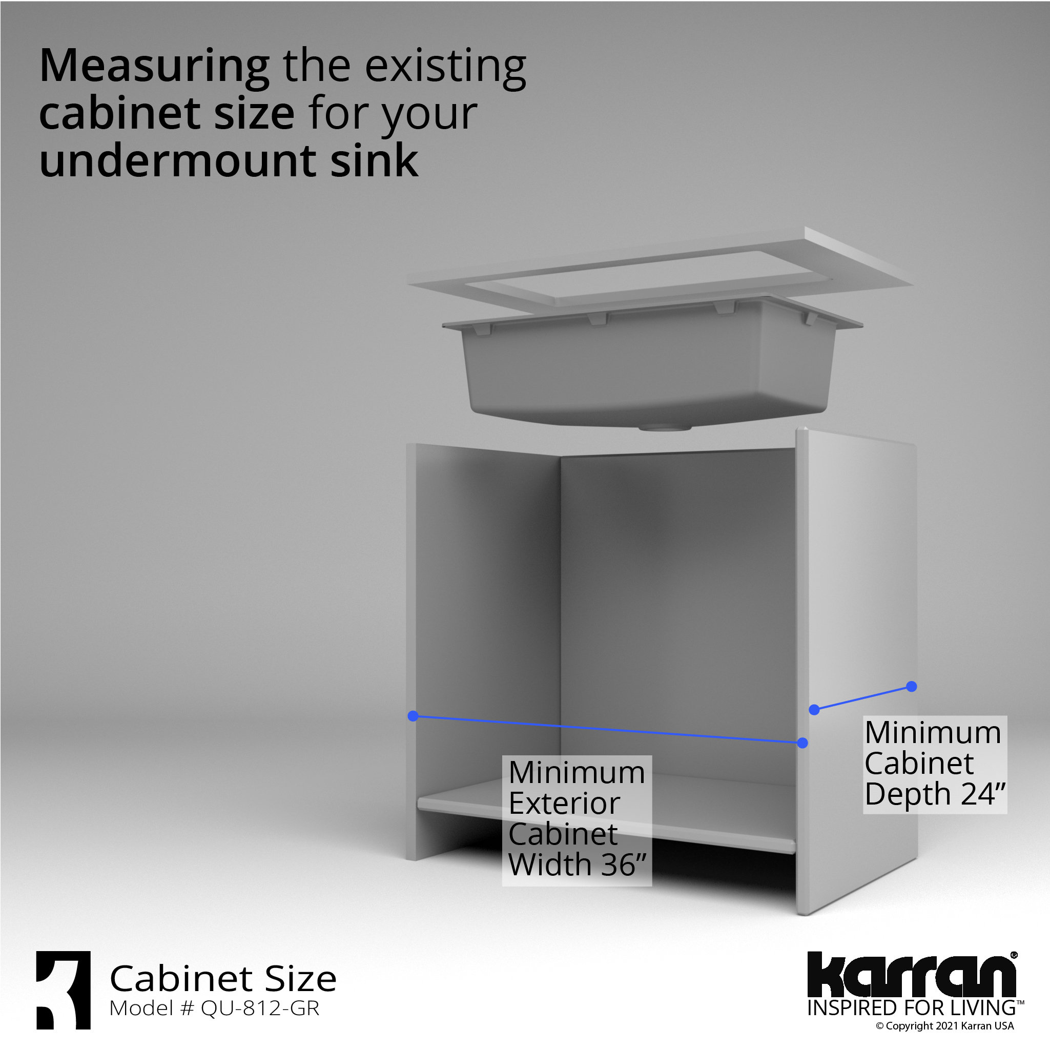 Karran QU-812 Undermount 32.5" Large Single Bowl Quartz Sink Kit, Grey