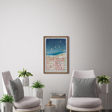 "Packed Beach II" Framed Painting Print