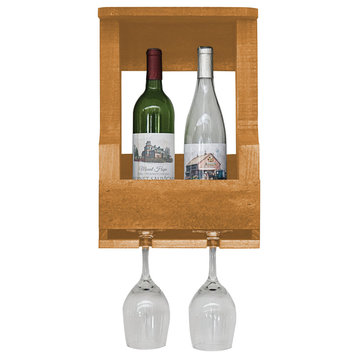 Farmhouse 2-Bottle Wine Shelf, Golden Oak